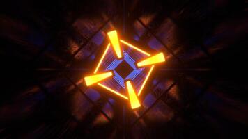 Blue and Orange Cybernetic Strobe Square Neon Corridor Background VJ Loop I 4K video