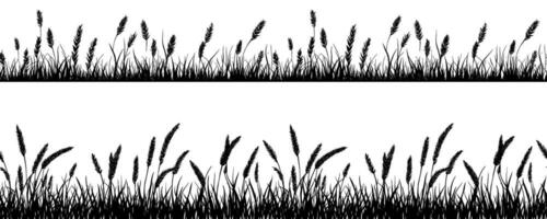 Silhouetted wheat fields create a serene, rural ambiance in stylized design, isolated vector