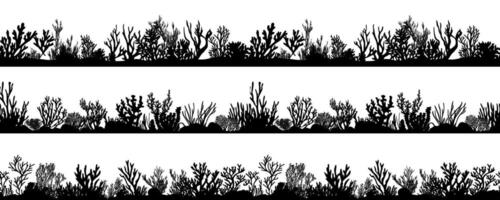 Underwater coral reef silhouette, a monochromatic backdrop with organic marine life patterns vector
