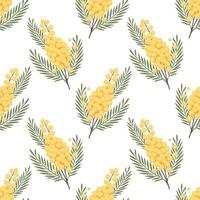 Seamless floral pattern with mimosa flowers. Surface design for textile, fabric. vector