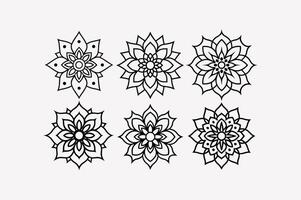 Set of traditionally Mandala Art Design on White Background Intricate vector