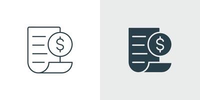 Financial Document icon . Concept of Bill icon, Invoice, Receipt, Statement, and Transaction Record Illustration in Outline and Filled vector