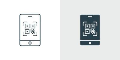QR Code Scan Icon . Illustration of QR code scan, mobile payment, contactless payment, digital transaction, or data transfer vector