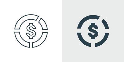 Dollar Sign in Segmented Circle Icon . Concept of financial target, financial goal, investment objective, market analysis, financial focus, or financial segmentation illustration vector