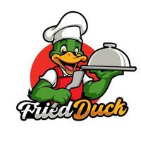 Quacking Good Eats Fried Duck Mascot Logo vector