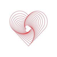 red heart shape line art design vector