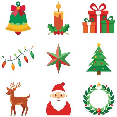 Christmas icons set bundle