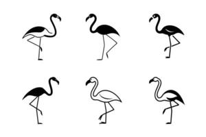 set of flamingo silhouettes vector