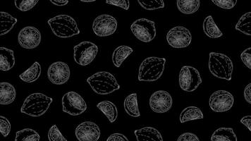 Lemon sketch background. Hand drawn lemon seamless pattern. Lemon motif on black board vector