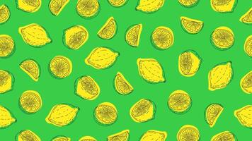 Lemon background. Hand drawn seamless pattern lemon citrus motif wallpaper vector
