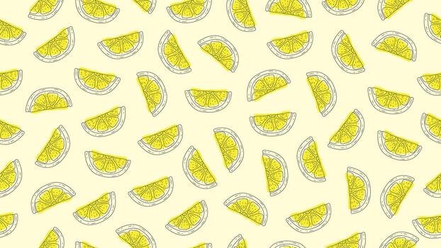Lemon background. Lemon citrus doodle seamless pattern. Lemon motif wallpaper vector