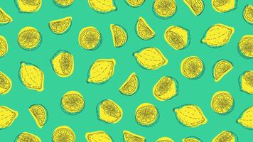 Lemonade background. Lemon fruit seamless pattern. Lemon sketch hand drawn wallpaper vector
