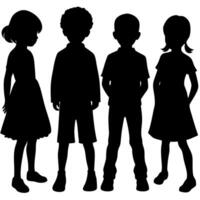 Silhouette of Diverse Children Standing Together Unity, Friendship, and Childhood for Education and Community Projects vector