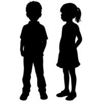 Silhouette of Boy and Girl Isolated on White Background Children's for Print and Digital Media vector