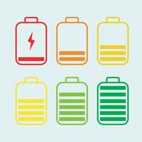 Battery icon set with different colors and sizes vector