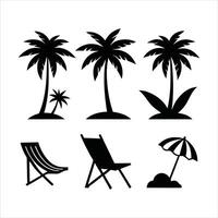 Palm trees and beach chairs vector