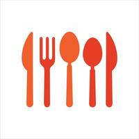 A set of four forks, spoons and knives on a white background vector