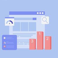 Search engine ranking, Search engine analysis, SEO success concept. vector
