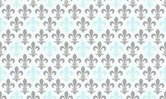 Elegant fleurdelis pattern in soft grey and light blue. Perfect for textile design, wallpaper, or website backgrounds. vector