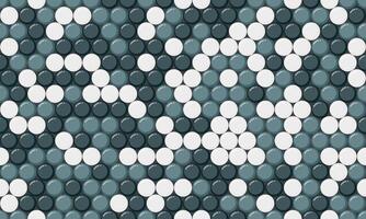 Abstract seamless pattern of teal and white circles in a zigzag design. Ideal for website backgrounds, textiles, and modern graphic design projects. vector