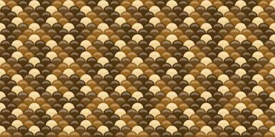 Abstract seamless pattern featuring overlapping, glossy scales in earthy brown tones. Elegant, textured design ideal for backgrounds, website designs, or textile prints. vector