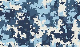 Abstract digital camouflage pattern in cool blue and white tones. Ideal for backgrounds, textiles, or militarythemed designs. vector