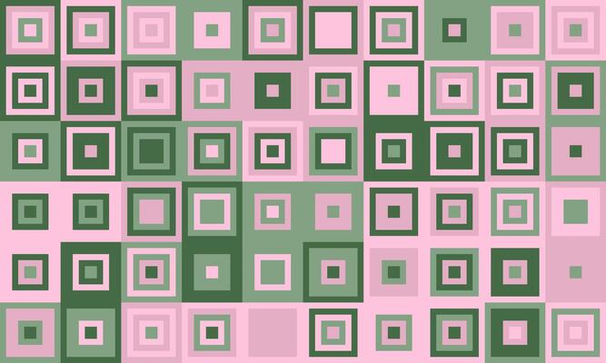 Abstract geometric pattern featuring a mosaic of pink and green squares. Ideal for backgrounds, textiles, and modern design projects.