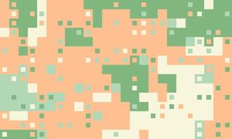 Abstract pixel art background. Pastel green, peach, and cream squares create a dynamic, textured design perfect for websites, presentations, or textile prints. vector