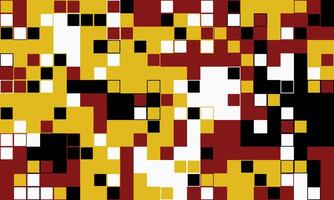 Abstract pixel art background. Bold geometric pattern in gold, red, black, and white. Ideal for tech, design, or modern presentations. vector