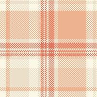 Tablecloth fabric tartan background, summer textile plaid texture. Product seamless pattern check in light and orange colors. vector