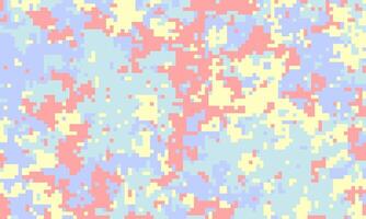 Abstract pastel pixelated camouflage pattern. Ideal for backgrounds, textiles, or playful designs. Soft, dreamy aesthetic evokes feelings of serenity and whimsy. vector