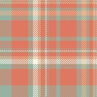 Seamless coral, mint, and cream plaid pattern. Perfect for textile design, website backgrounds, or fashion projects. vector