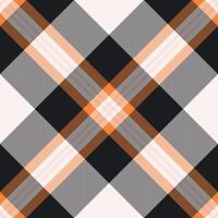 Printout texture fabric plaid, sheet textile pattern . Best background check seamless tartan in sea shell and black colors. vector