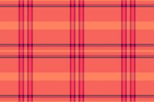Vibrant coral and peach plaid pattern. Perfect for textile design, website backgrounds, or fashion projects. This seamless texture offers a cheerful, modern aesthetic with a touch of retro charm. vector