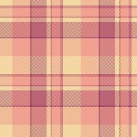Soft pastel plaid pattern in peach, beige, and mauve. Ideal for textile design, apparel, packaging, and website backgrounds. Evokes feelings of warmth, comfort, and gentle femininity. vector