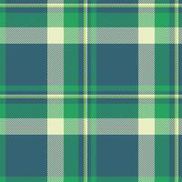 Home background texture pattern, club textile tartan. Female seamless check plaid fabric in cyan and green colors. vector