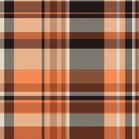 Skill check textile, proud background texture tartan. Sale pattern seamless plaid fabric in orange and black colors. vector