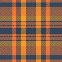 Windowpane check texture seamless, ethnic tartan background. Styling textile plaid fabric pattern in orange and cyan colors. vector