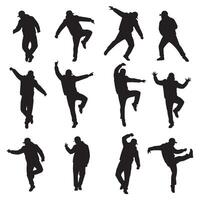 Silhouettes of a man jumping and dancing vector