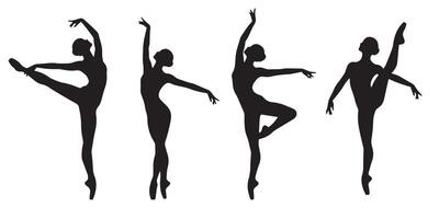 Silhouettes of ballet dancers on a white background vector