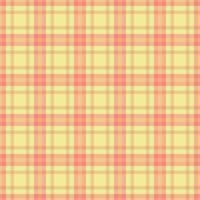 Crease pattern background textile, hippie check tartan fabric. Tweed seamless plaid texture in yellow and orange colors. vector