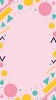 A pink background with geometric shapes and arrows vector
