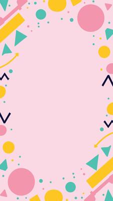 A pink background with geometric shapes and arrows