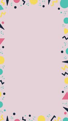 Seamless Memphis pattern with abstract geometric shapes, squiggles, and dots on a pink background