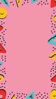 Seamless Memphis pattern with abstract geometric shapes on a pink background vector