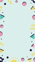 Seamless Memphis pattern with abstract geometric shapes, squiggles, and dots in pastel colors on a teal background vector