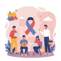People with autism and puzzle pieces vector