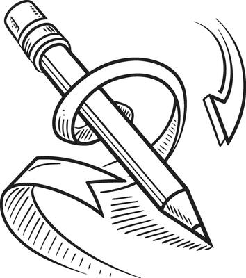 Swirling Arrow Sketch Illustration Hand Drawn Pencil Arrow Design