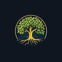 Nature-Inspired Digital Artwork Featuring Trees and Leaves vector