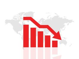 Red graph showing a downward trend, indicating a decline or recession vector